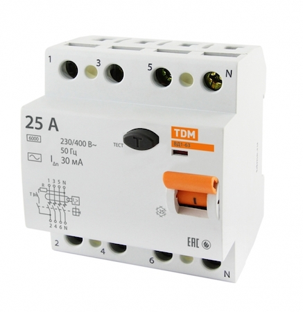TDM ELECTRIC SQ0203-0032 Устройство защитного отключения ВД1-63 4Р 25А 30мА TDM